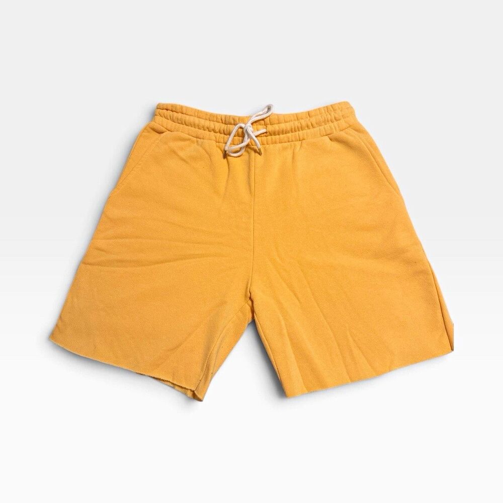 Forever 21 Men’s Fleece Drawstring Shorts Elastic Waist Solid Yellow and Green